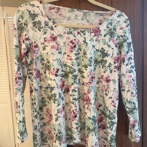 J. Jill Floral Long Sleeve Tee - Pink and Green